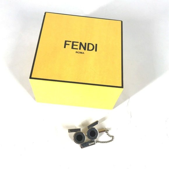 Auth FENDI monster Accessories Brooch Metal Silver/Black - Picture 1 of 9
